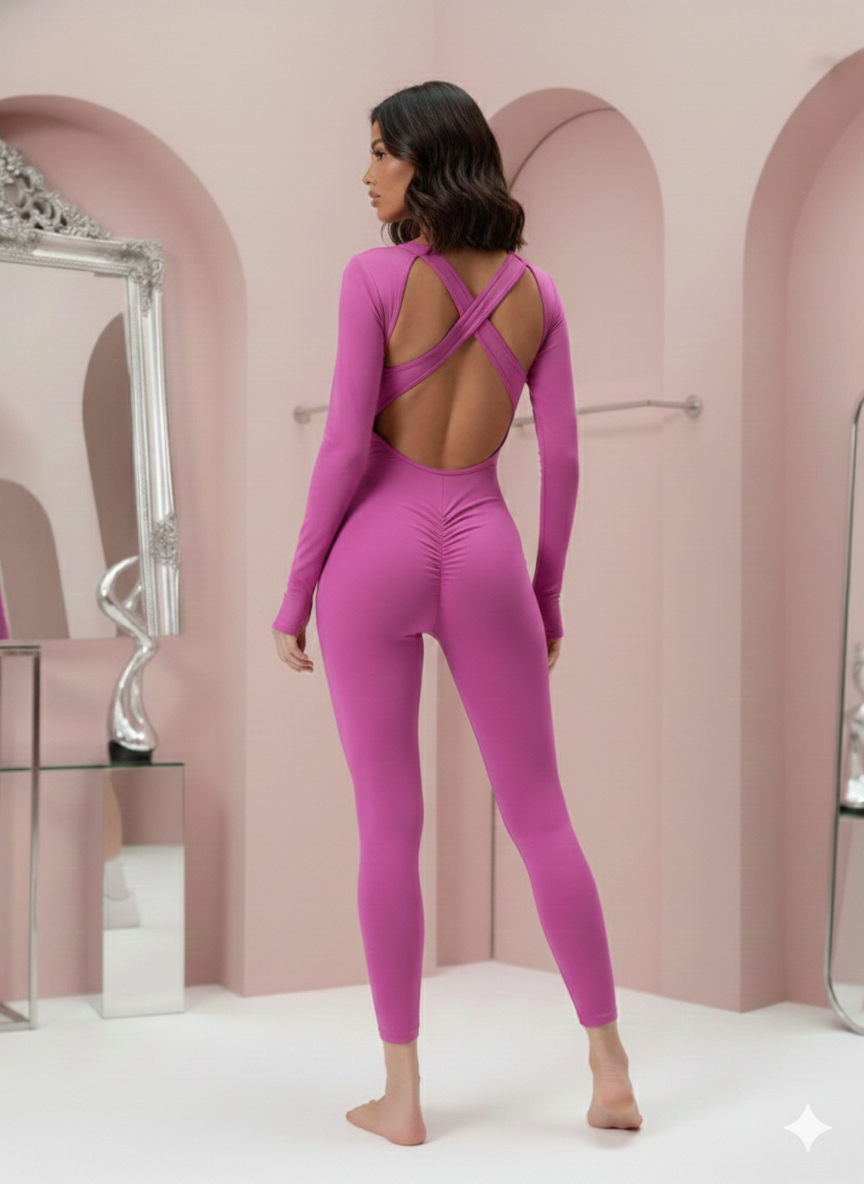 Twisted Backless Long Sleeve Jumpsuit